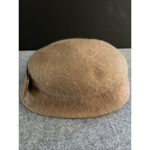 Betmar Vintage Brown Velour Felt Hat Pillbox Beret Bow‎ Made in Italy - Picture 11 of 11
